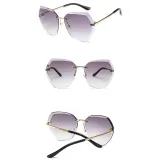 Sunglasses Gradual Polygonal Cutting Lens Frameless UV Protection Retro Shades