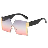 Sunglasses Multicolor Square Integrated Oversized Vintage Flat Top Frameless