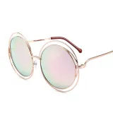 Copy Sunglasses Multicolor Metal Double Circle Wire Frame Oversized Round Sunglasses