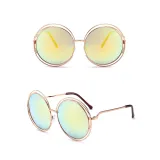 Copy Sunglasses Multicolor Metal Double Circle Wire Frame Oversized Round Sunglasses