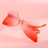Sunglasses Multicolor Butterfly Rimless Sunglasses Hollow Out Letters Glasses