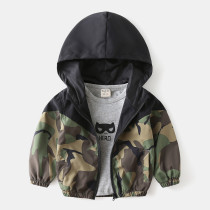 Toddler Kids Boys Long Sleeve Hooded Camouflage Patchwork Coat