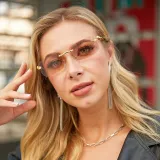 Sunglasses Small Square Lens Metal Leopard Glasses Legs Retro Eyewear