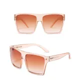 Sunglasses Trendy Cateye Trapezoidal Oversized UV Protection Retro Flat Top With Frame