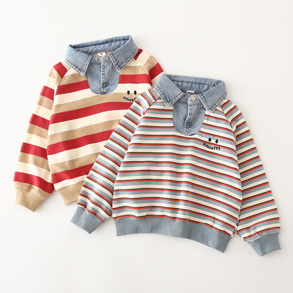 Toddler Kids Boys Stripe Long Sleeve Pullover Sweater