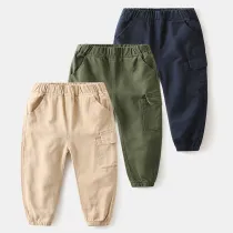 Kids Boys Solid Color Casual Trousers