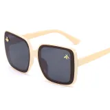 Sunglasses Multicolor Bee Charm Thick Rectangle Oversized Shades Retro Flat Top With Frame