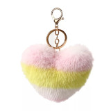 Splice Peach Heart Fur Ball Keychain Love Pendant Car Keychain Pendant