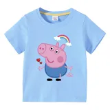 Toddler Boy Kids George Rainbow Short Sleeve T-shirts Cotton Tops