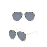 Sunglasses Multicolor Rimless Oversized Double Bridge Studded Lens Rivet Eyewear