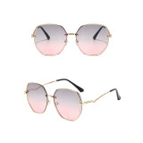 Sunglasses Multicolor Metal Frame V-Type Glasses Legs Oversized Polygon Lens Shades