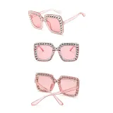 Sunglasses Multicolor Square Imitation Diamond Frame UV Protection Shades