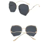 Sunglasses Metal Irregular Butterfly Shape Rimless Lens Wave Shape Arm Eyewear