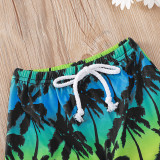 Kids Boys Summer Beach Coconut Tree Sleeveless Vest Shorts Outfit