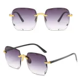 Sunglasses Gradual Square Cutting Lens Frameless UV Protection Retro Shades