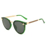 Sunglasses Multicolor Round Bottom Bees Stripe Oversized Sunglasses Retro Flat Top With Frame
