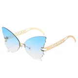 Sunglasses Multicolor Butterfly Rimless Sunglasses Hollow Out Letters Glasses