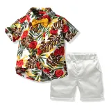 Toddler Kids Boys Print Beach T-shirts and Short Two-Piece Outfit