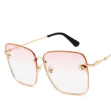Sunglasses Multicolor Bee Charm Rectangle Oversized Shades Retro Flat Top With Frame
