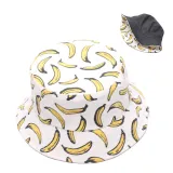 Double-Sided Reversible Sunhat Fruit Pineapple & Banana Bucket Cap