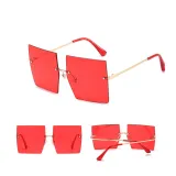 Sunglasses Gradual Square Cutting Lens Frameless UV Protection Retro Shades