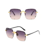 Sunglasses Gradual Square Cutting Lens Frameless UV Protection Retro Shades