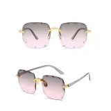 Sunglasses Gradual Square Cutting Lens Frameless UV Protection Retro Shades