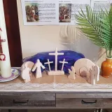 Easter Scene Wooden Decoration With Jesus Tomb-Easter Tray Bundle Kit