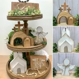 Easter Scene Wooden Decoration With Jesus Tomb-Easter Tray Bundle Kit