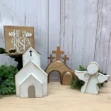 Easter Scene Wooden Decoration With Jesus Tomb-Easter Tray Bundle Kit