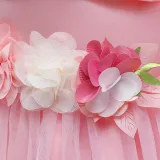 Toddler Girls Petal Formal Dress Mesh Short Sleeve Gowns Dress