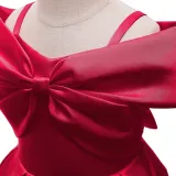 Toddler Girls Sling Off The Shoulder Formal Bow Tie Gowns Dress
