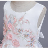 Toddler Girls Embroidery Flowers Sleeveless Formal Gowns Long Dress