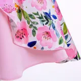 Toddler Girls Flower Formal Dress Flying Sleeve with V-neck Gowns Dress