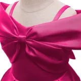 Toddler Girls Sling Off The Shoulder Formal Bow Tie Gowns Dress
