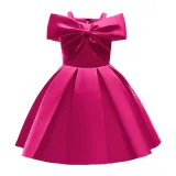 Toddler Girls Sling Off The Shoulder Formal Bow Tie Gowns Dress