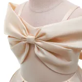 Toddler Girls Sling Off The Shoulder Formal Bow Tie Gowns Dress