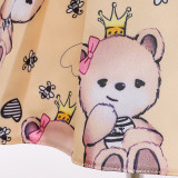 Toddler Girls Birthday Bear Formal Short Sleeve Gowns Dress