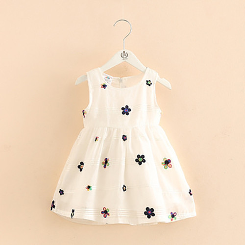 Toddler Girls Embroidery Sunflower Sleeveless Summer Cotton Dress
