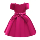 Toddler Girls Sling Off The Shoulder Formal Bow Tie Gowns Dress