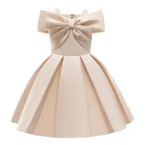 Toddler Girls Sling Off The Shoulder Formal Bow Tie Gowns Dress