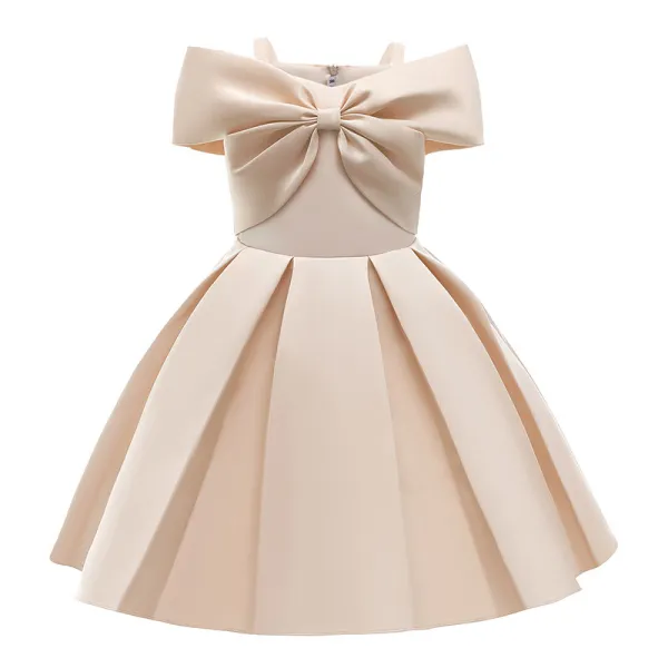 Toddler Girls Sling Off The Shoulder Formal Bow Tie Gowns Dress