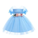 Toddler Girls Petal Formal Dress Mesh Short Sleeve Gowns Dress