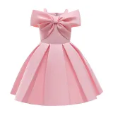 Toddler Girls Sling Off The Shoulder Formal Bow Tie Gowns Dress