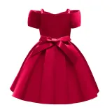 Toddler Girls Sling Off The Shoulder Formal Bow Tie Gowns Dress