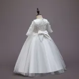 Toddler Girls Embroidery Flowers Rainbow Tutu Bowknot Back Lace Formal Gowns Dress