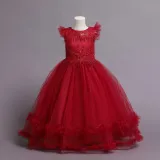 Toddler Girls Flying Sleeve Formal Dress Cupcake Gowns Long Dress