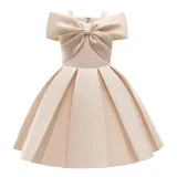 Toddler Girls Sling Off The Shoulder Formal Bow Tie Gowns Dress