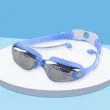 Kids Swimming Goggles Anti-fog Waterproof with Earplugs Eyewear Glasses-Plating Flat