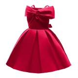 Toddler Girls Sling Off The Shoulder Formal Bow Tie Gowns Dress
